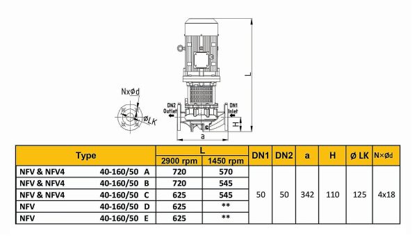 الکتروپمپ خطی رایان مدل NFV 40-160/50 B - تصویر 2